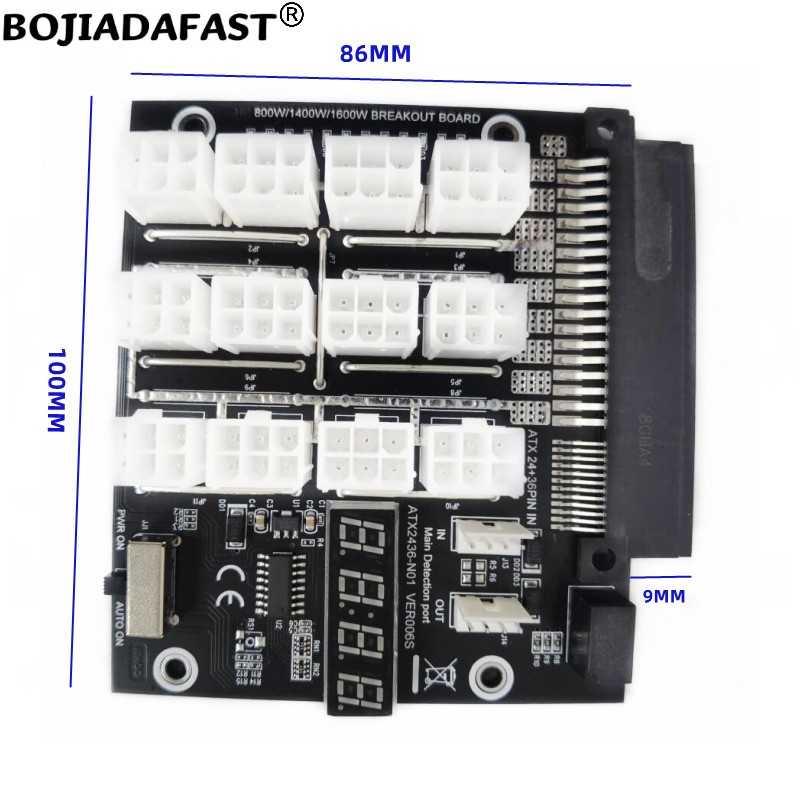 12 Ports PCI-E 6-Pin-Anschluss – 2400W Server Psu Breakout Board Bewertung und Preis