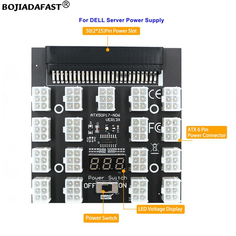 17 Ports PCIe 6-Pin-Stecker Se – 2400W Server Psu Breakout Board Bewertung und Preis